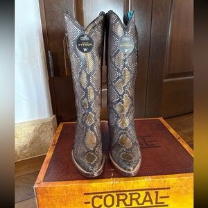 Corral Sand Full Python Tall Top Boot SZ 8 new in box $598